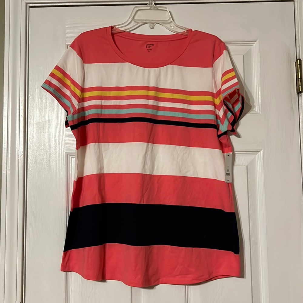 NWT crown & ivy striped t shirt size xl